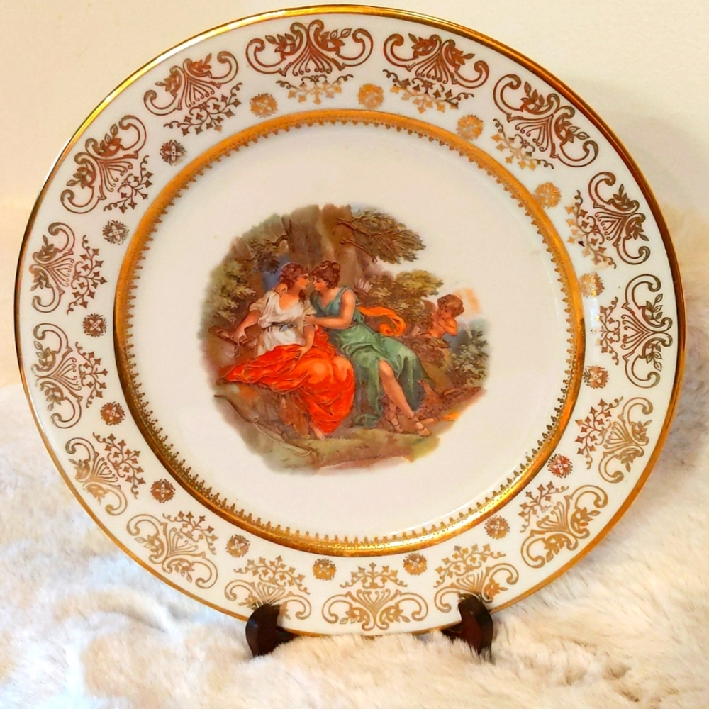 Decorative Porcelain plate with scene of two Greek Women made in Germany